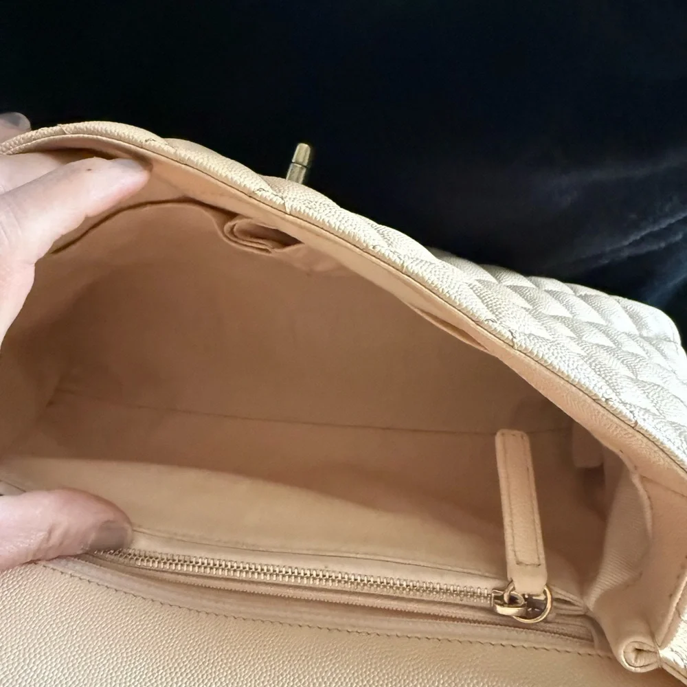 Coco Chanel beige quilted caviar, medium coco top